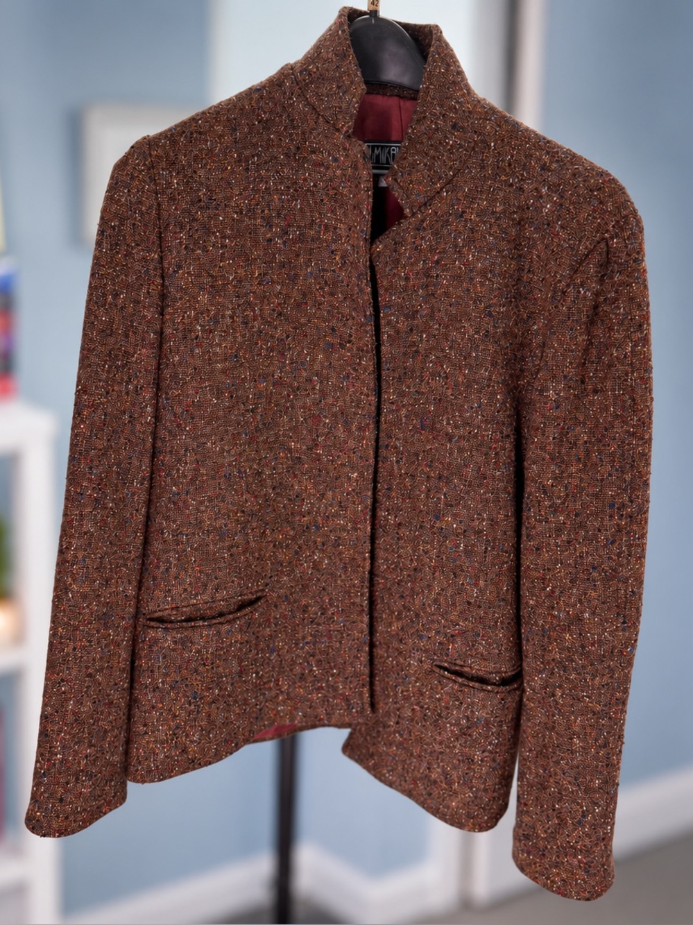 MIKABE Vintage Brown Multicolor Flecked Tweed Blazer Jacket 80s 21” PTP